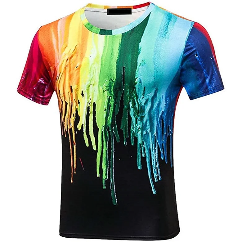 
Allover sublimation printed casual fashion O neck Men t shirt Wholesale price 3D printed Men tee shirt polyester promotional tee 