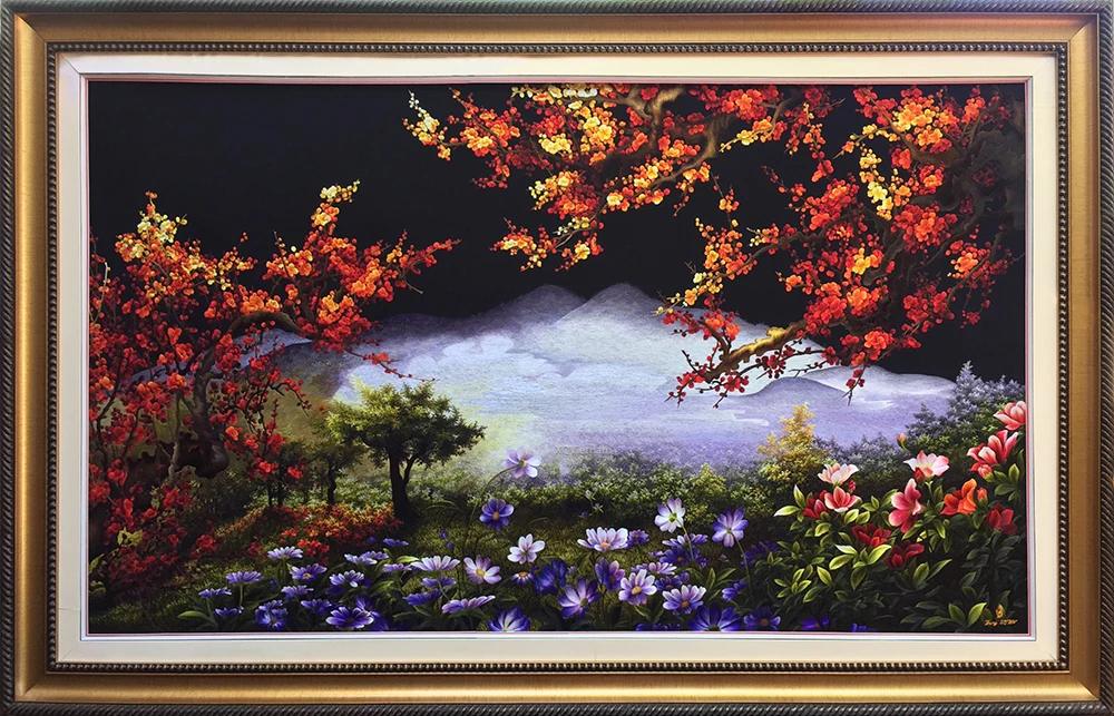 Высококачественная ручная вышивка возвращение пружины с помощью высокой технологии вышивки