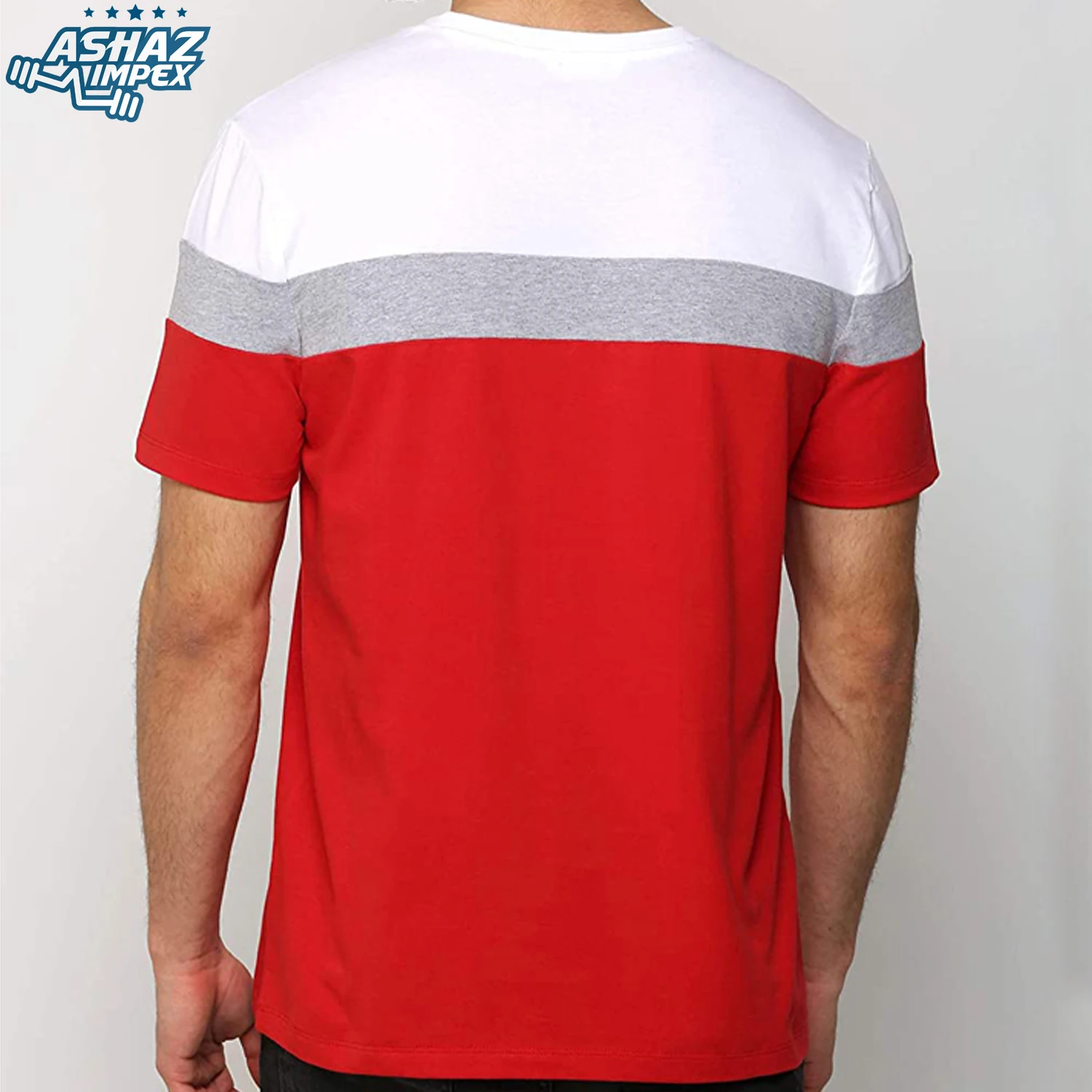 New Arrival Summer Fashion Sport Stylish Short Sleeve Round Collar Striped Color Block T Shirt For Men Fashion Daily Activities