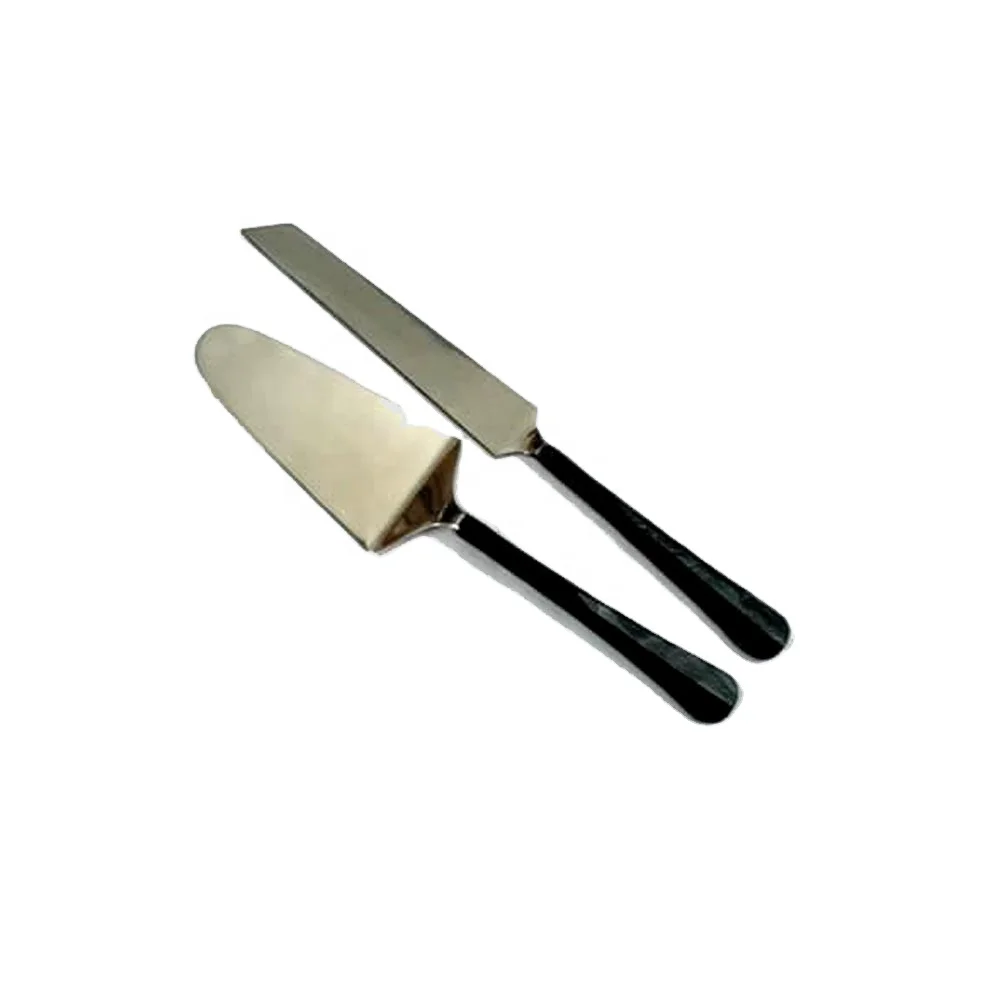 cake cutter server Stainless Steel Black Rustic Handmade Handle elegant Cake Server And Cake Slicer Set