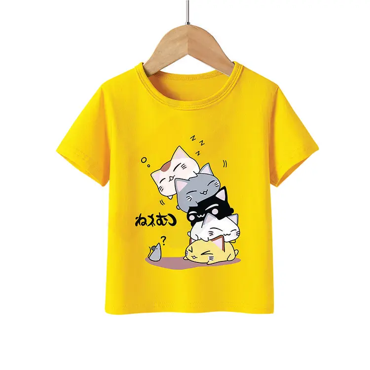 Boy summer plain t-shirts 100% cotton Casual Korean O-neck top t-shirt kids models 3 year old baby yellow T-shirt