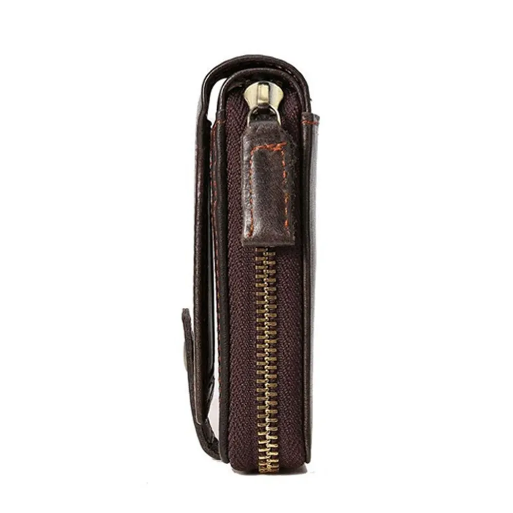 Men leather wallet with strap zipper clutch wallets for men male long purse cell phone bag card wallet violet