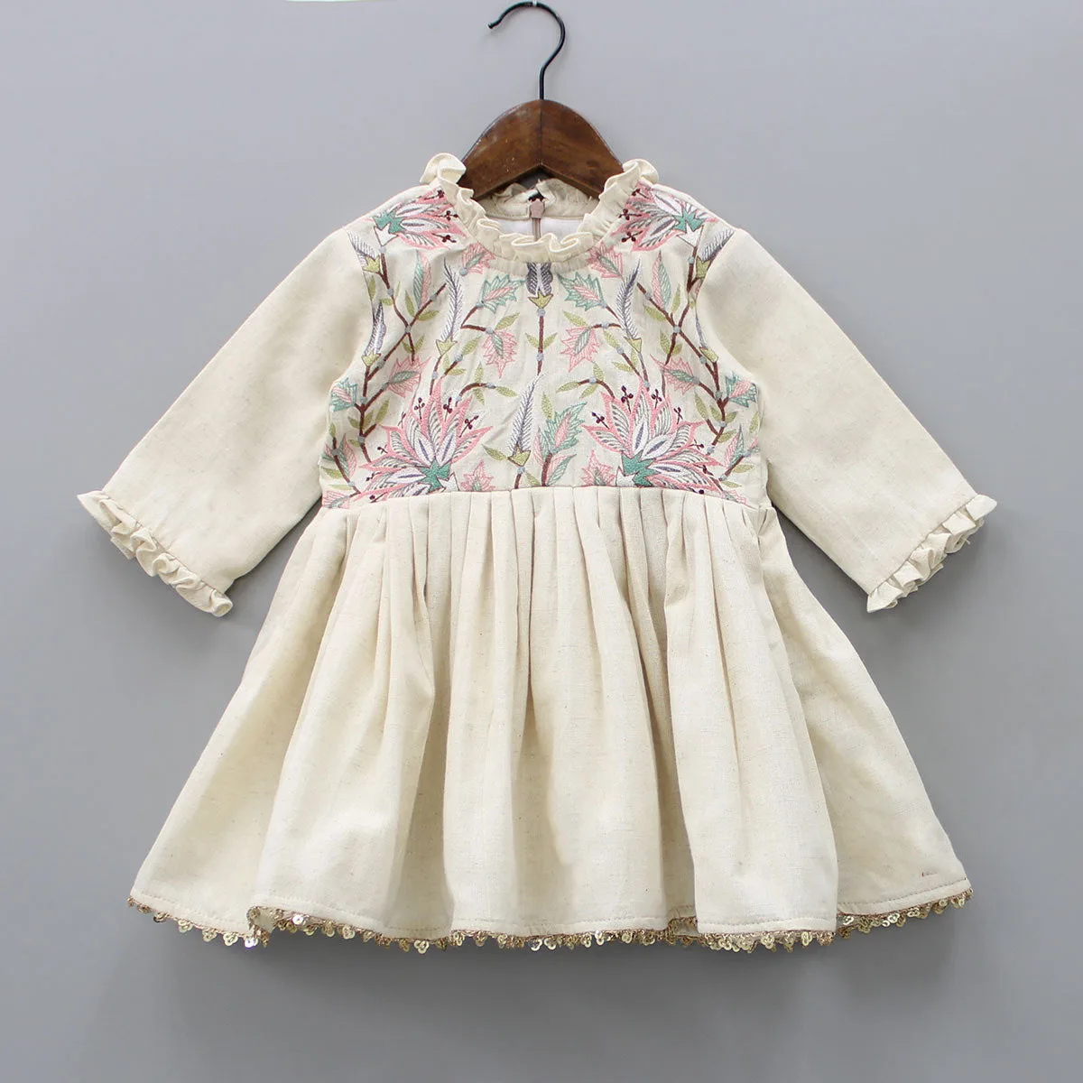 Ultimate Indian Stylish Girls Kids Wear Thread Sequin Embroidered Silk Top Patiala Punjabi Style Dhoti Half sleeves Cotton Top