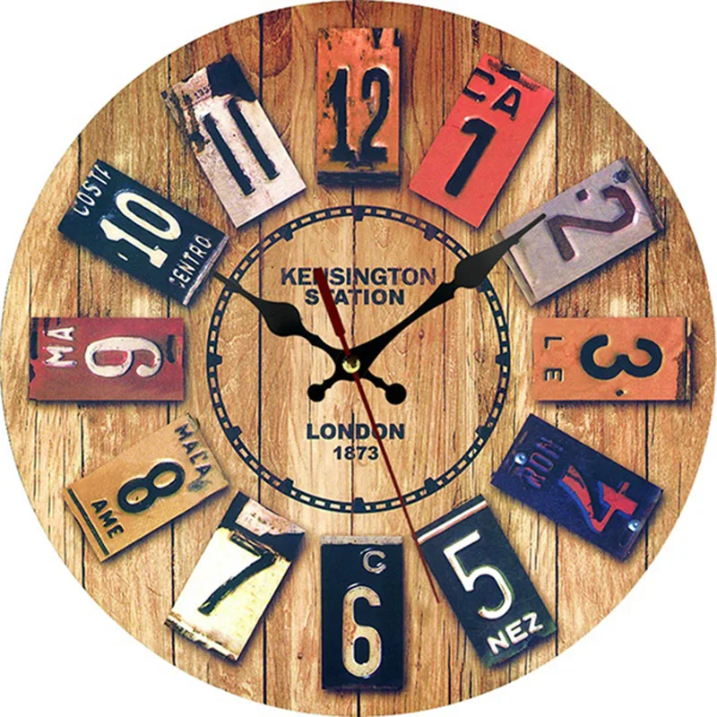 12 Inch European Style Wooden Vintage Wall Clock Retro Creative Home Decoration Clocks