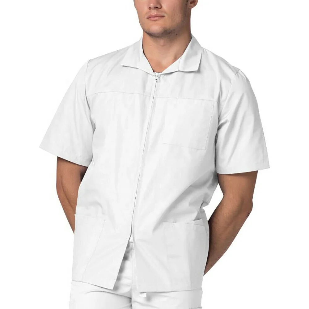 Wholesale Plug Size Nurse Scrubs Men Medical Uniforms Cotton V Neck Scrub Shirt Short Sleeve Workwear Hospital Doctor Surgical