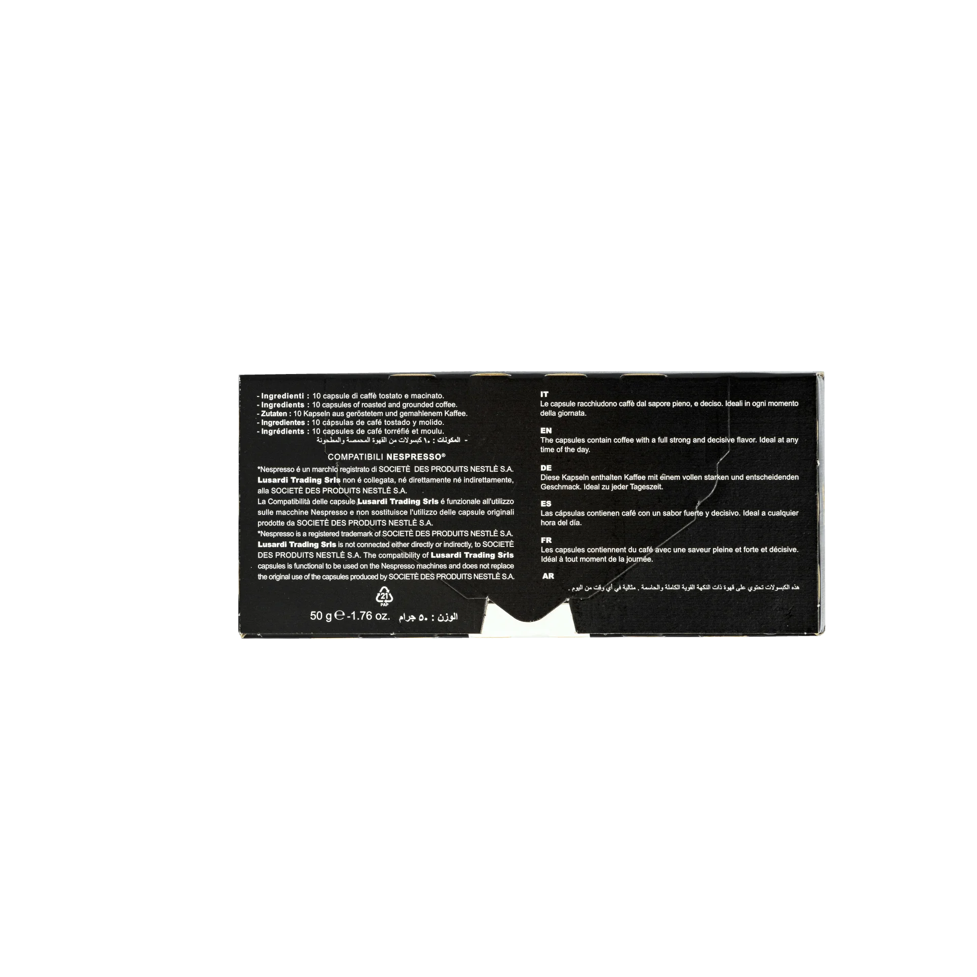  Кофеварка Lusardi для итальянского эспрессо Cremoso VIP выбор 80% Arabica 20% Robusta / Nespresso совместимые капсулы HACCP молотый