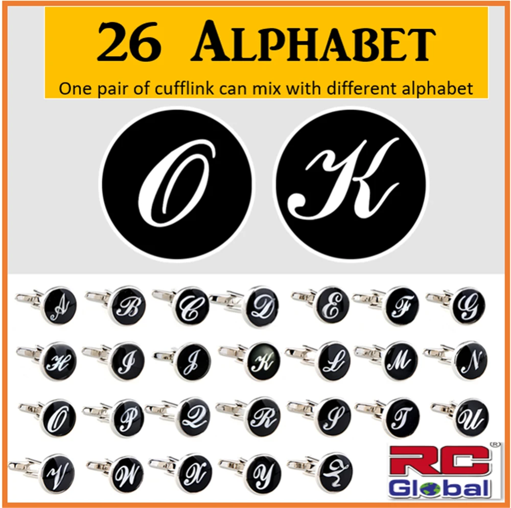 Запонки с эпоксидным покрытием RC-Global изготовленные по заказу запонки именем для деловой рубашки и Французской