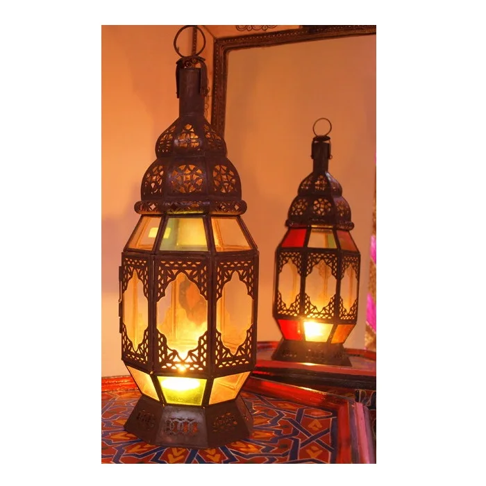 Metal Glass Wholesale Handmade Moroccan Table Top Hanging LED Lamp Wholesale For Keeping in Home Decoration