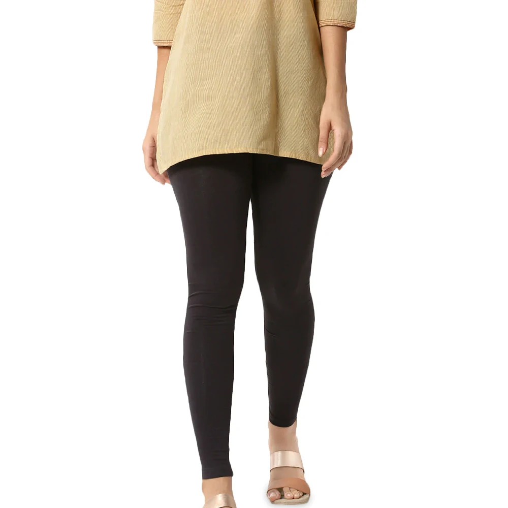 Женские леггинсы из 100% хлопка, повседневная одежда черного цвета, уличные сексуальные леггинсы для девочек