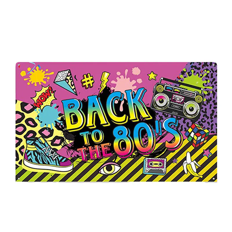 Photo Booth Backdrop Background Wall Decorating Kit 80s Party Decorations