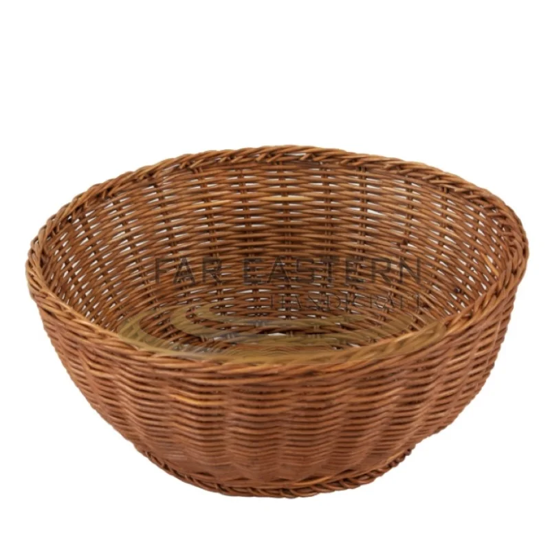 Made in Vietnam Wholesale Round Rattan Bread Basket Rattan Basket Handmade Supermarket Wicker Basket for Vegetables & Bread
