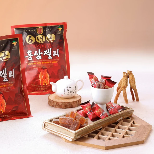 Korean K-Ginseng Gyeonggido 6 Years Panax Red Ginseng(Hongshen) Root Extract Containing Gummy Jelly (350g Pack)