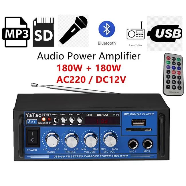 YT USB/SD FM стерео аудио мини усилитель мощности синий цвет поддержка морской доставки и воздушной транспортировки