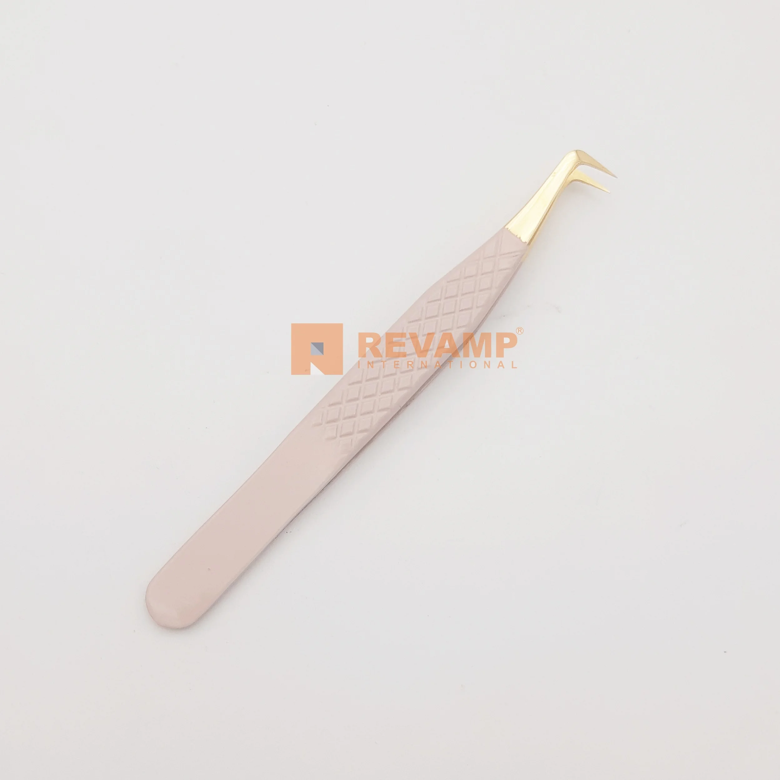 
Baby pink diamond grip gold tip lash tweezers Eyelash Extension tweezers with custom logo/Authenticity Approved 