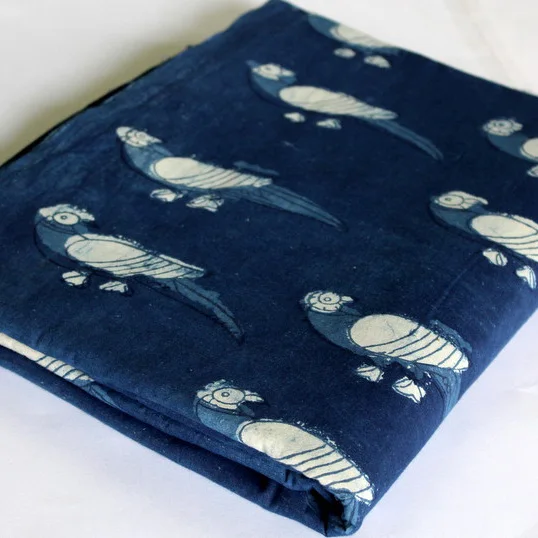 Animal Print Indigo Blue Fabric Eco Friendly Natural Hand Dyed Cotton