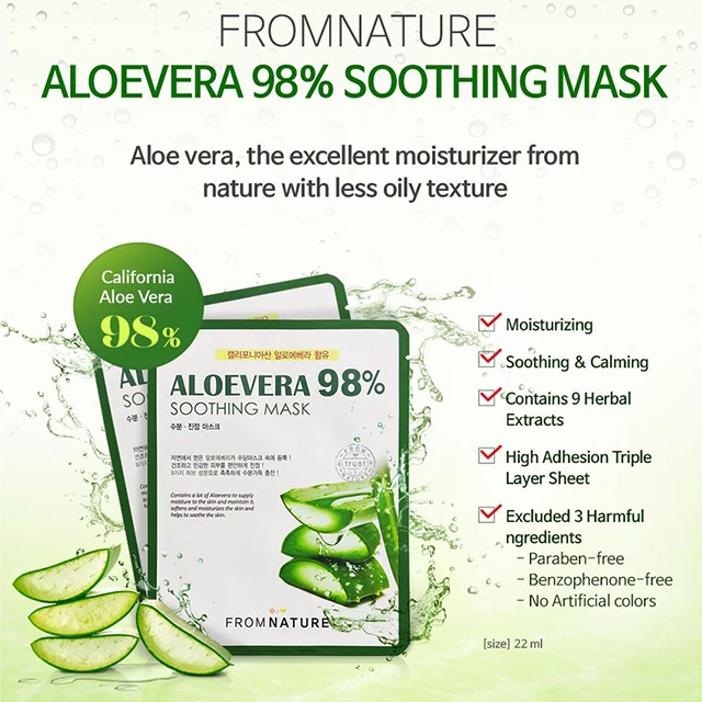 Aloe vera gel FROM NATURE Aloe vera soothing mask Sheet skin care face sheets korea