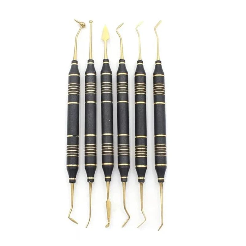 Низкая цена, стоматологические композитные инструменты для наполнения, ручные инструменты, нержавеющая сталь, черный титан и позолота
