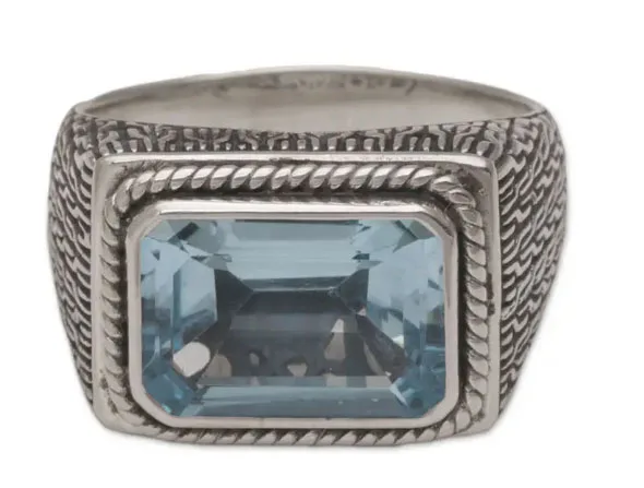 Fabulous Look Beautiful Blue Topaz Handmade 925 Sterling Silver Ring Blue Topaz Gemstone Supplies 925 Sterling Silver Ring