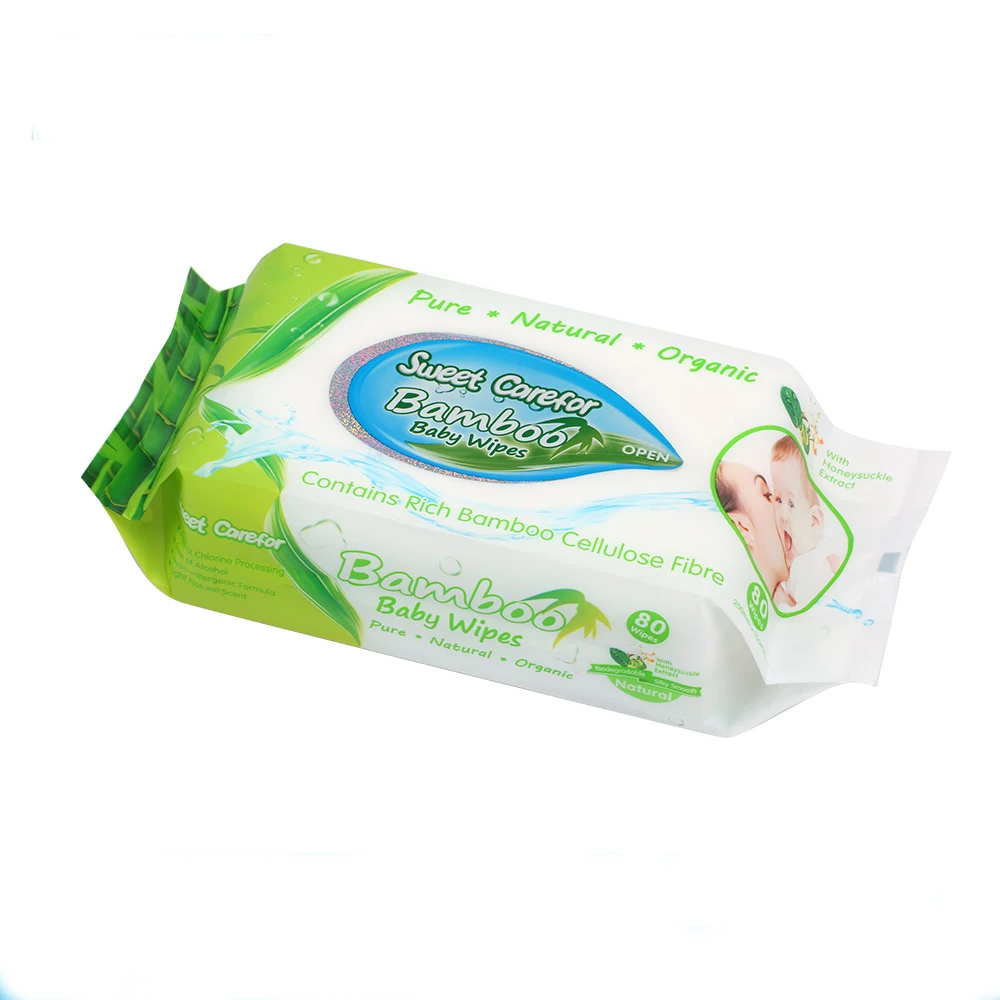Eco friendly wet tissue 100% bamboo wipes