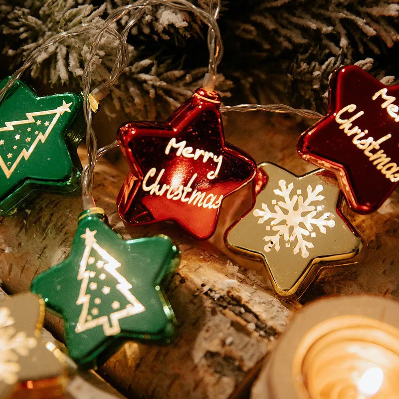 New Style Tree Waterproof Red Ball Smart House Decorations Star Christmas Outdoor LED Lights