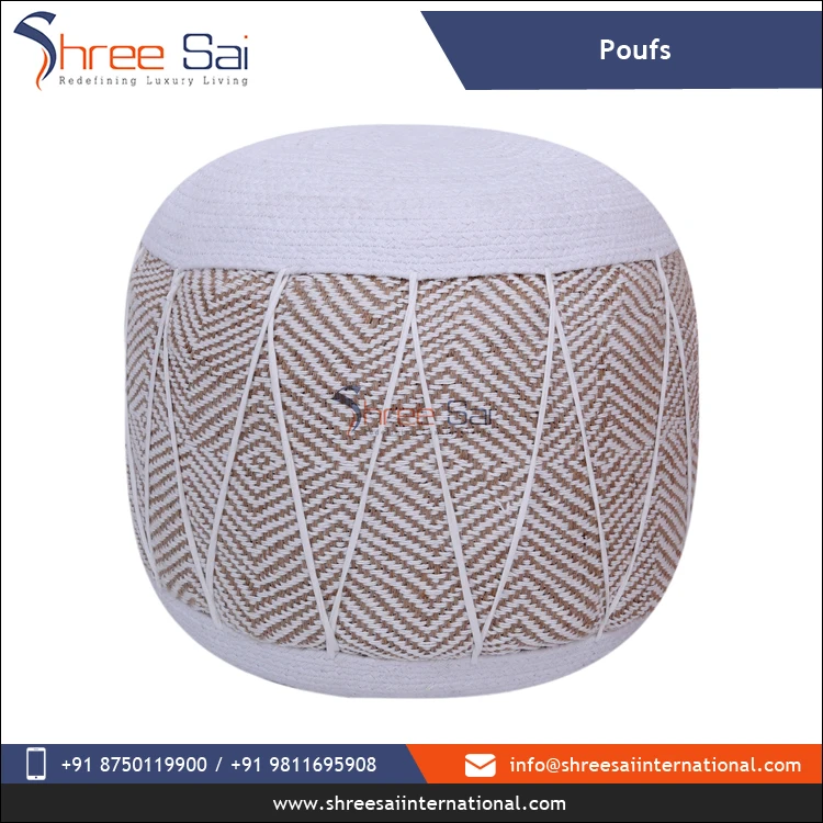 Exclusive Sale on High Grade Hand Made Pure Jute Cotton Poufs from Direct Manufacturer