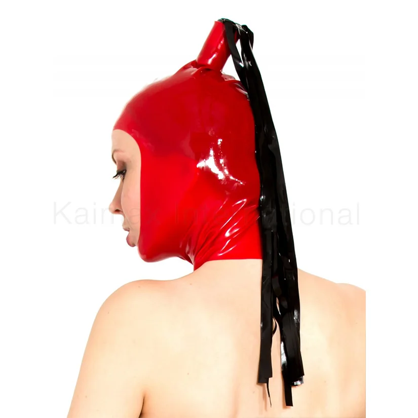 
Red Black PU Leather Bondage Hood BDSM Mask 
