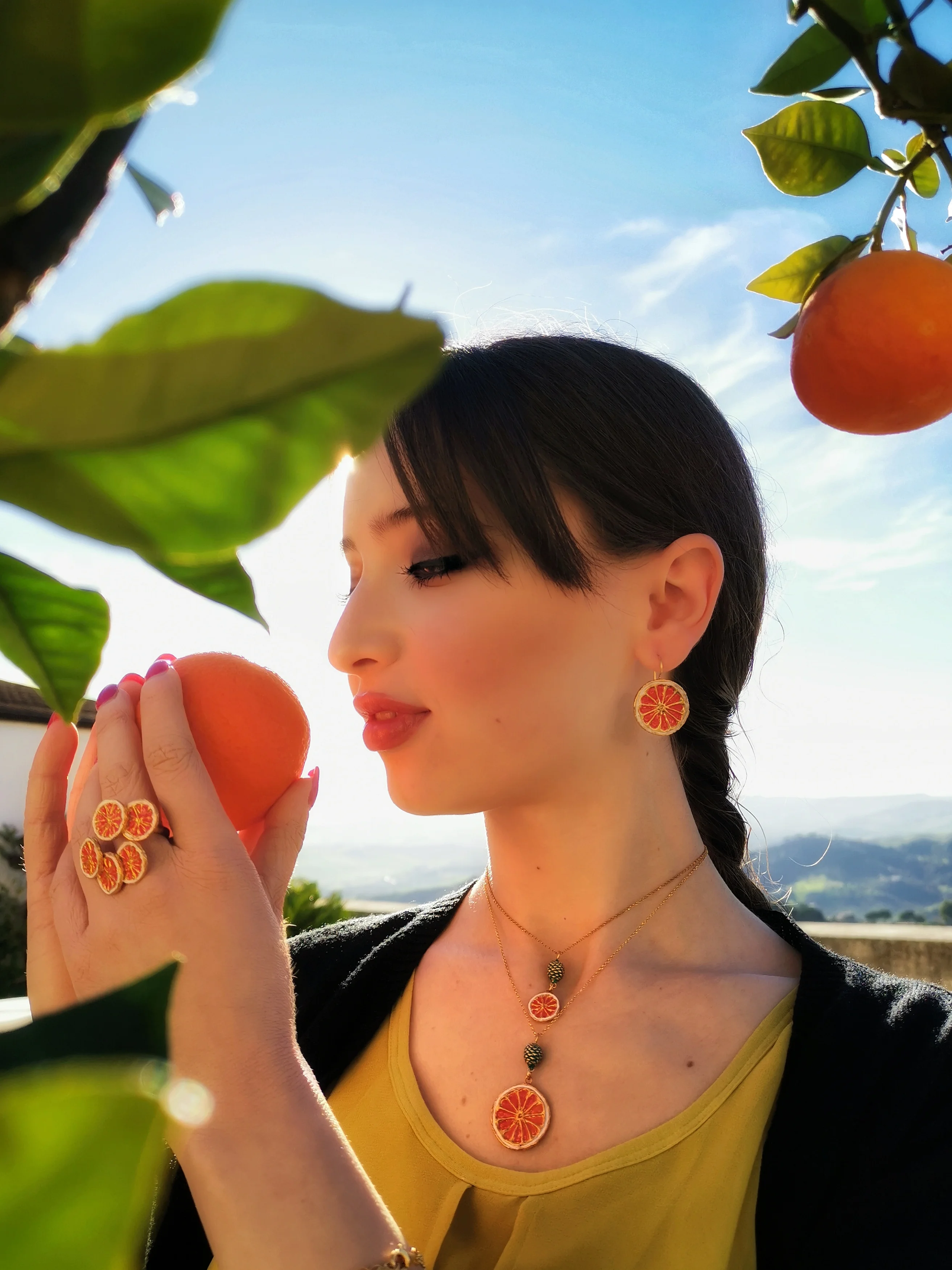 top quality Handcraft fashion Italian Necklace silver 925 Cadmio Nickel Free Jewelry half clove lemon orange