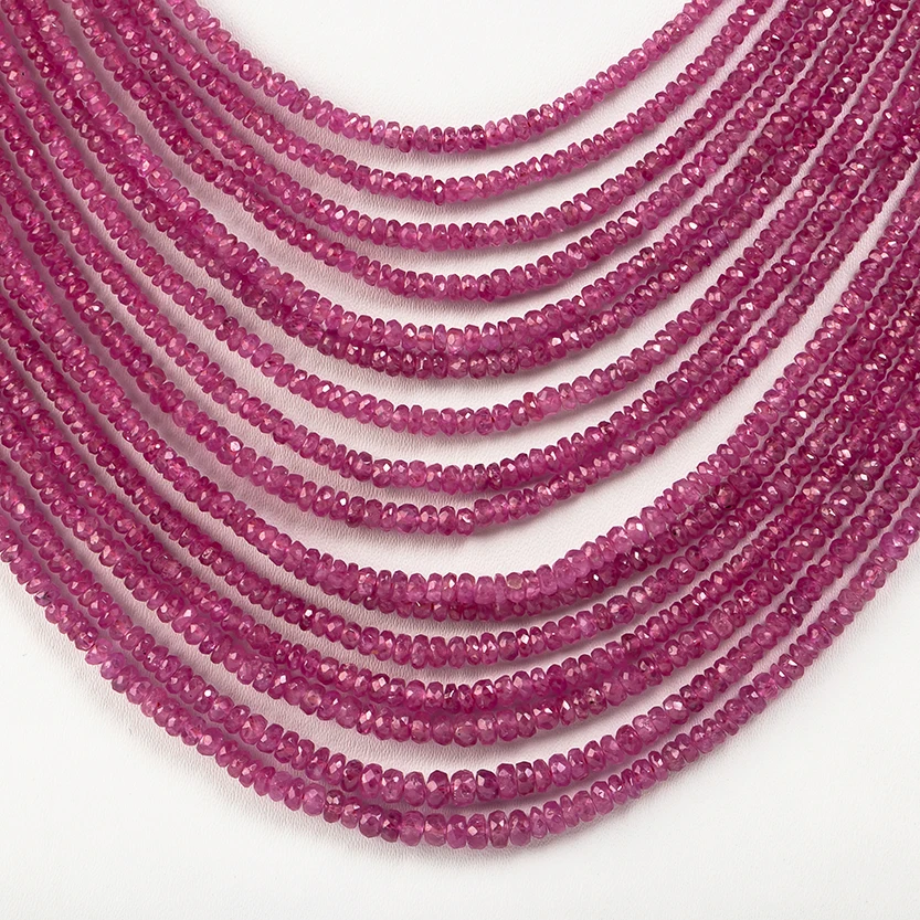 
Untreated Burma Ruby Faceted Rondelle Necklace Faceted Ruby Necklace Ruby Gemstone Beads 