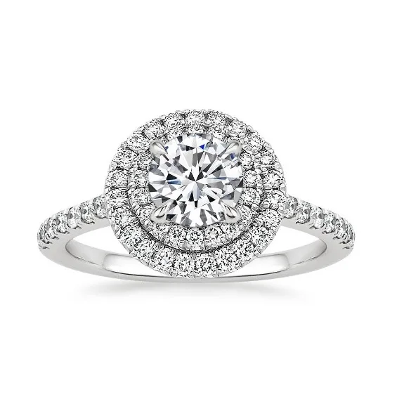 Sheetal Impex 1.30 Ctw SI Clarity GH Color Round Shape Real Natural Diamonds Studded 18 Kt White Gold Halo Ring