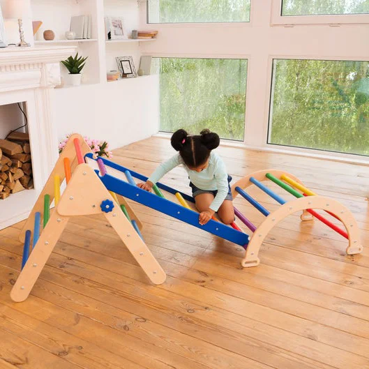 
WG Wooden Foldable Pikler Triangle Arch Frame Kids Climbing Equipment Pikler For Kids 