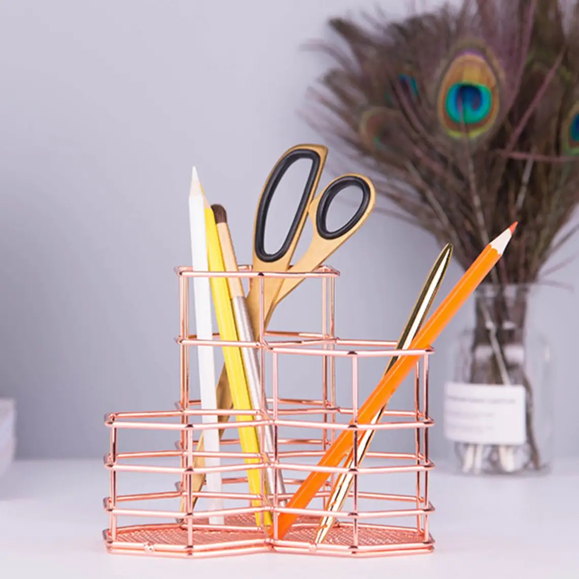 Стандартный дизайн 3-Отсек чистый Железный сетчатый держатель ручки эксклюзивное качество индивидуальная форма и размер железный Органайзер