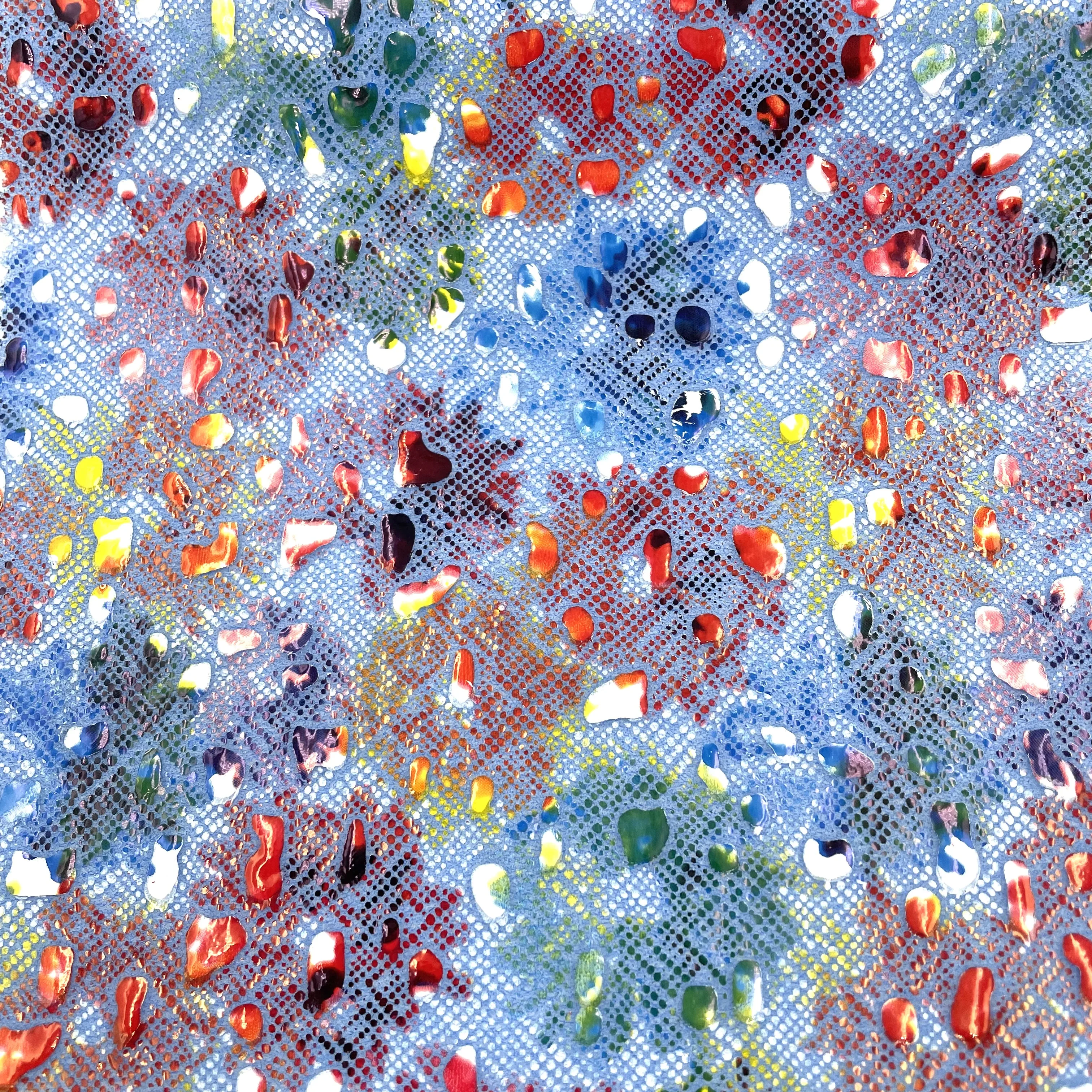 EPO High Quality 100% Knit Polyester with Glossy Laser Film Transferred Gravel Print for Bags