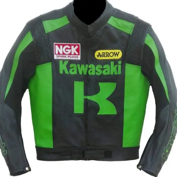 Custom MEN HANDMADE KAWASAKI RACING TEAM Black and Green COWHIDE MOTORCYCLE LEATHER JACKET