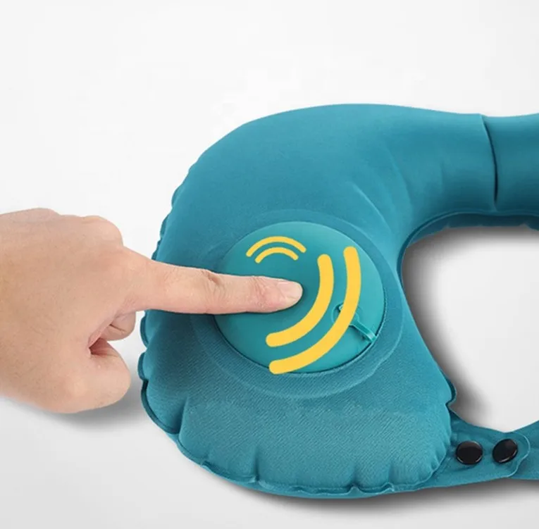 Portable Push Type Automatic Inflatable U Shape Pillow Neck Rest Air Cushion