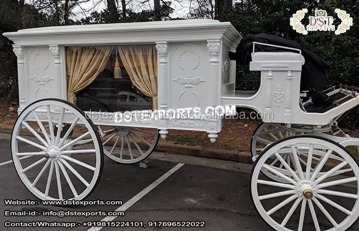 White Funeral Horse Carriage on Sale Latest Glass Covered Funeral Carriage New Funeral Horse Carriage Manufacture Manufacturers