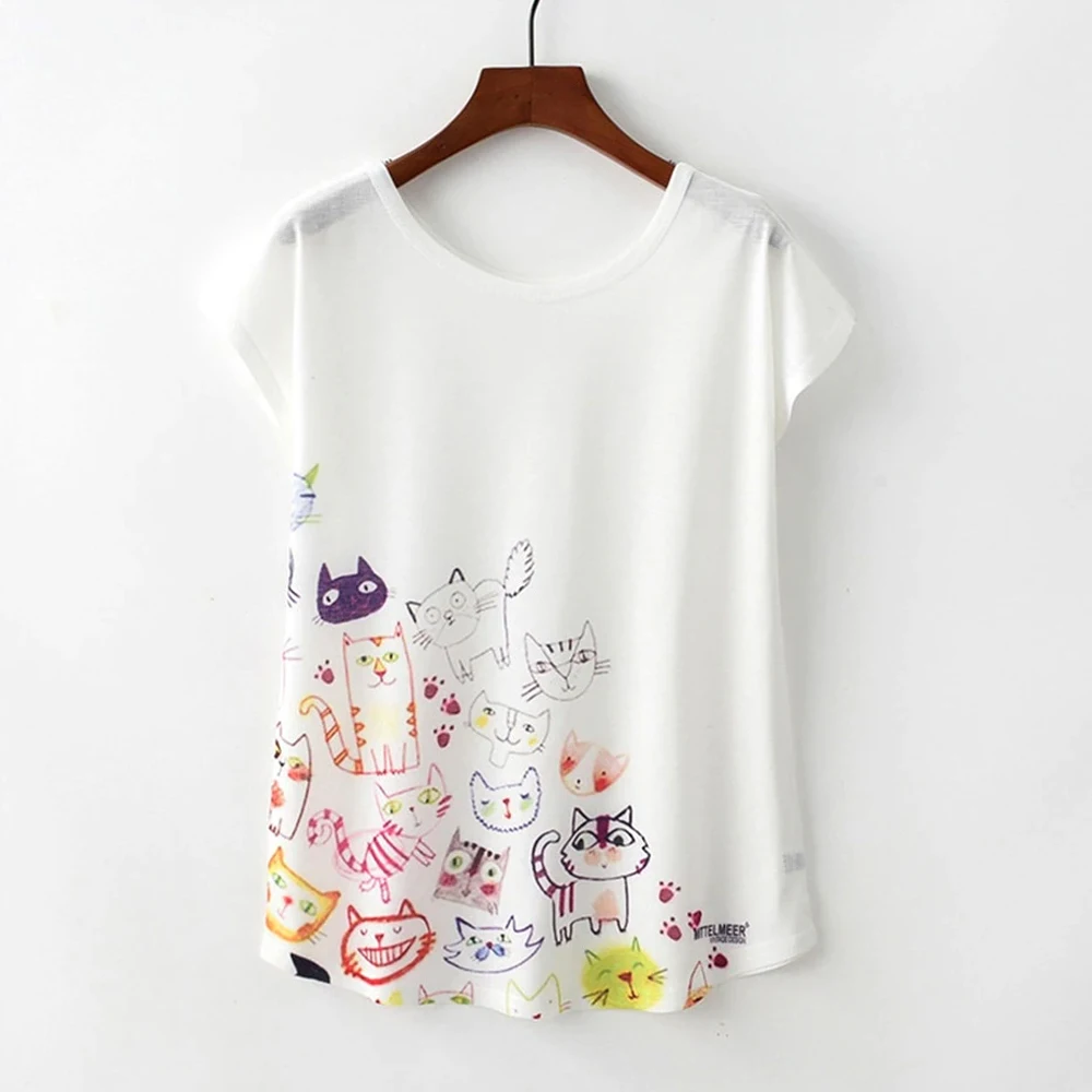 
Summer Women T Shirt Cute Style Print T-shirt Short Sleeve O-neck Tops Size M L XL 
