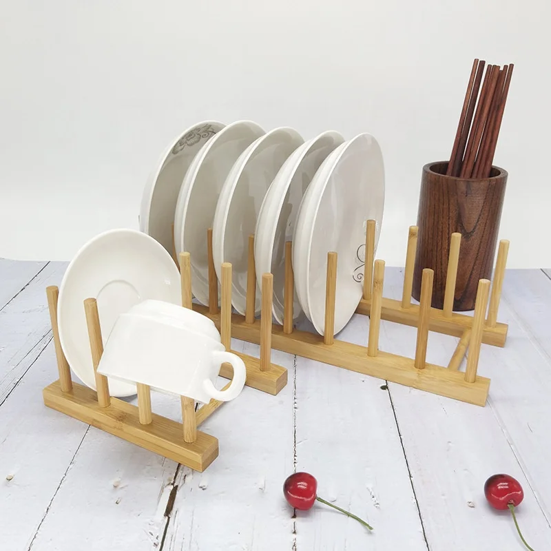Freestanding Muti Poles Bamboo Dish Rack Dish Drying Rack Utensil Kitchen Dish Drainer