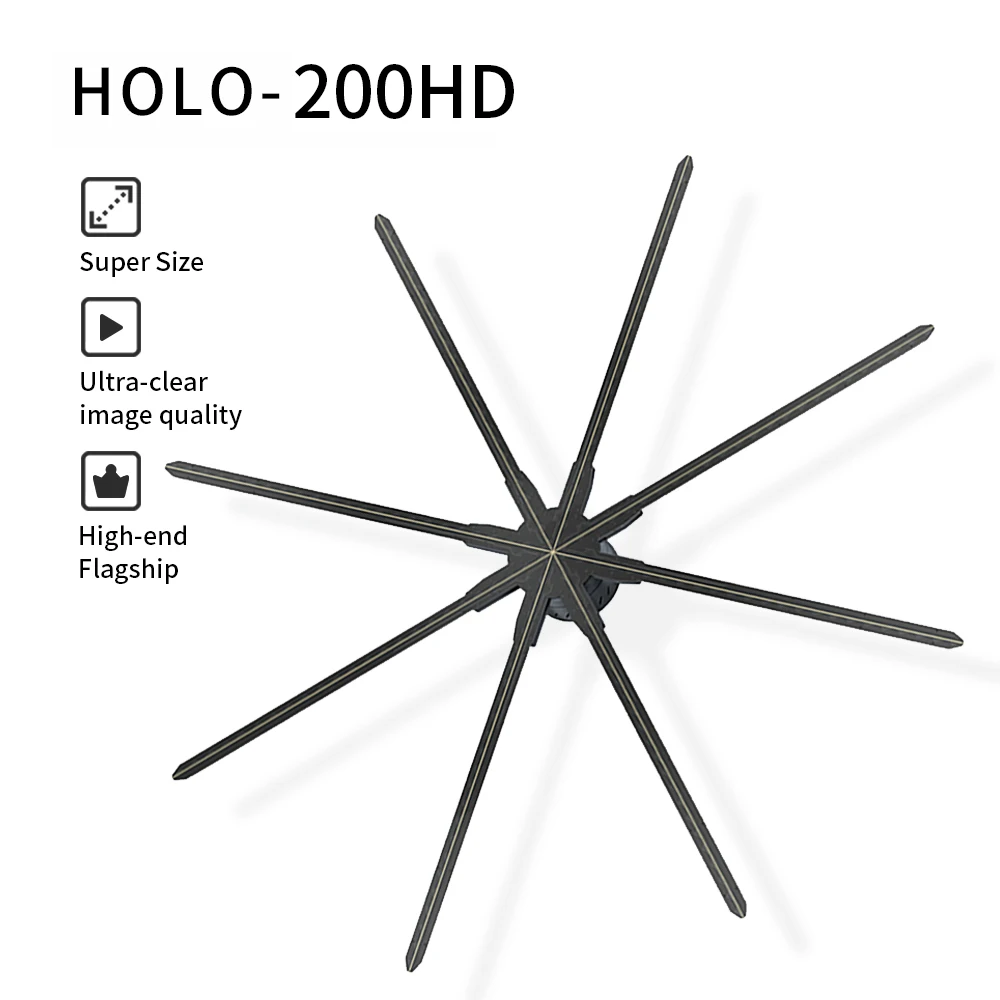 Giwox newest arrival 200cm holographic fan display 320w 8 blades 3D hologram fan for advertising