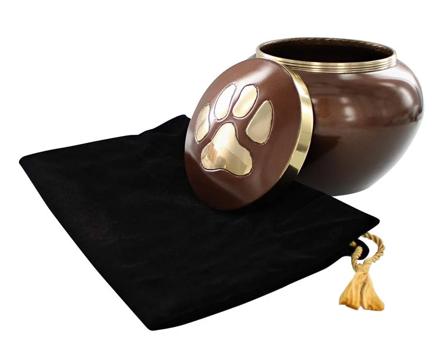 Faithful Classic Metal Pet Cremation Urns Lovely Paw Print Design Brass Memorial Funeral Urns Dogs Cats Ash Application Caskets