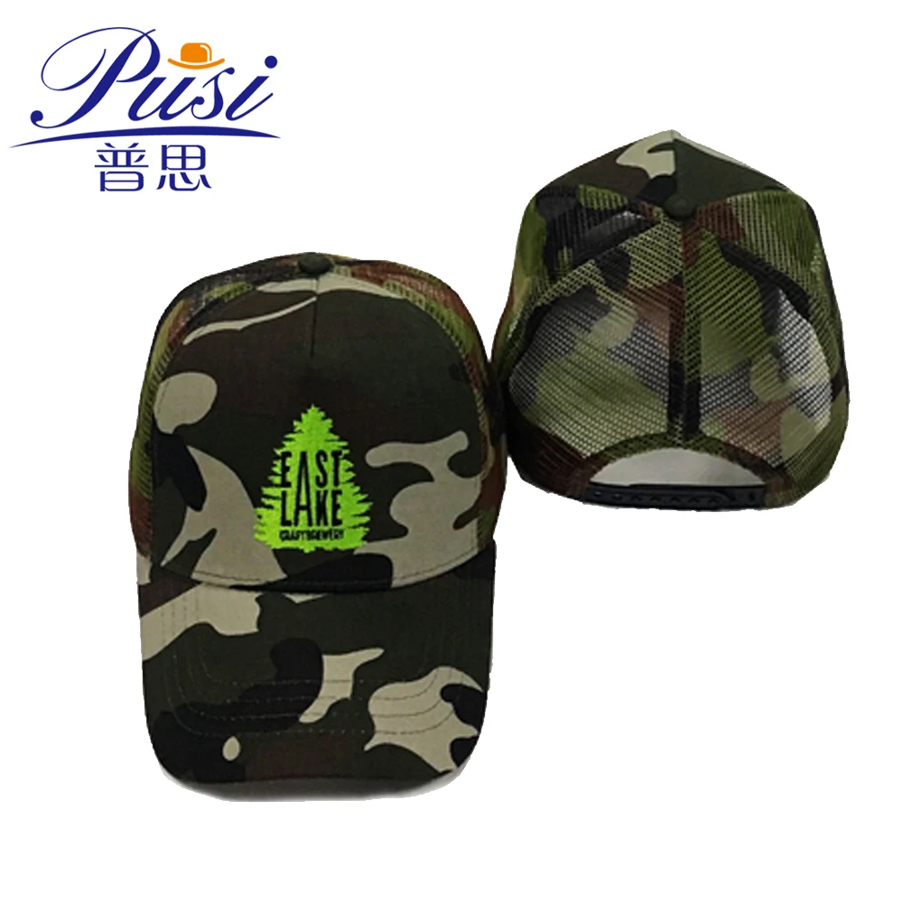 
Get free sample Manufacturer Wholesale Custom Camo embroidery logo Mesh Trucker Cap Hats 