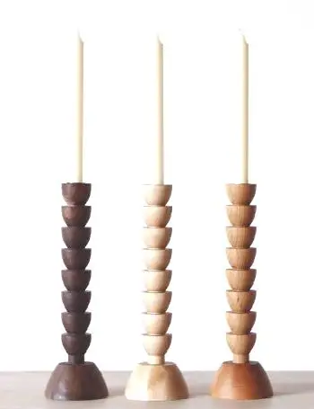 Деревянный недорогой подсвечник стильный деревянный для чая обеденного стола