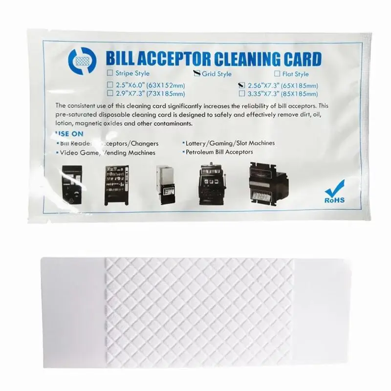 Bill Validator/Acceptor Diamond Flocked Cleaning Card 65mmx185mm Dollar Size