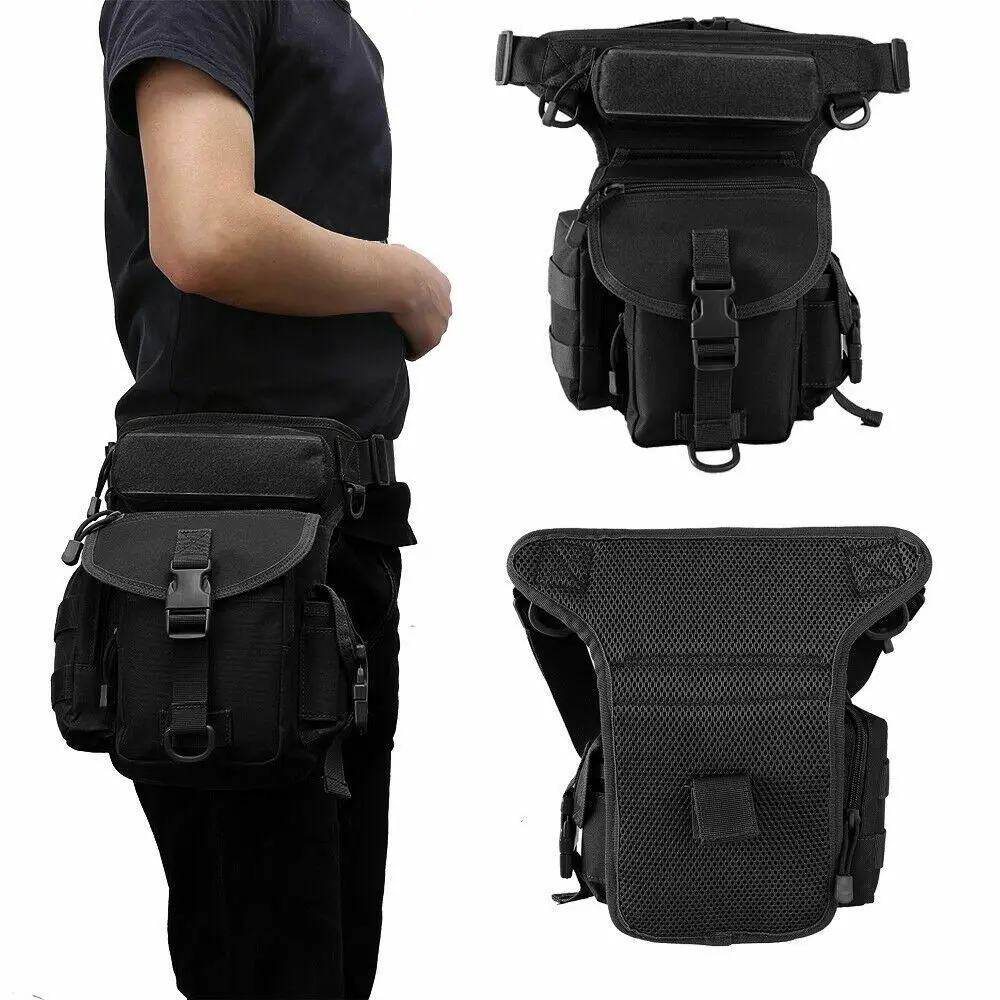 Hot Selling Outdoors Solid Color Cycling Hunting Waist Belt Hip Bag Tactical Thigh Leg Bag Thigh Bags For Unisez