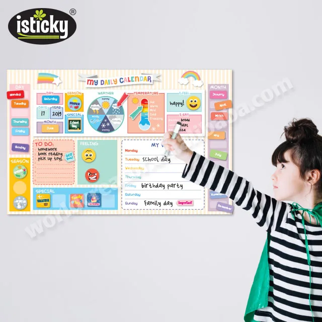 
Educational Wall Sticker Kids Calendar With TPE Stickers 