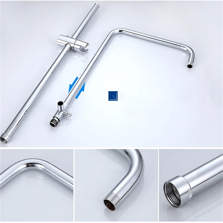 
Square three-speed shower lift set shower top spray handheld nozzle pressurized square shower lift set hot and cold mixing 