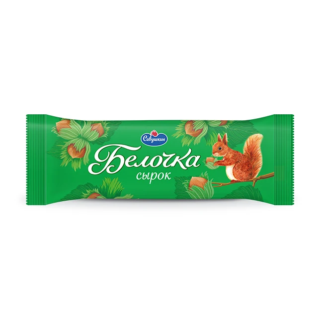 chocolate glazed curd bar Belochka 23.0% fat with Hazelnut flavor