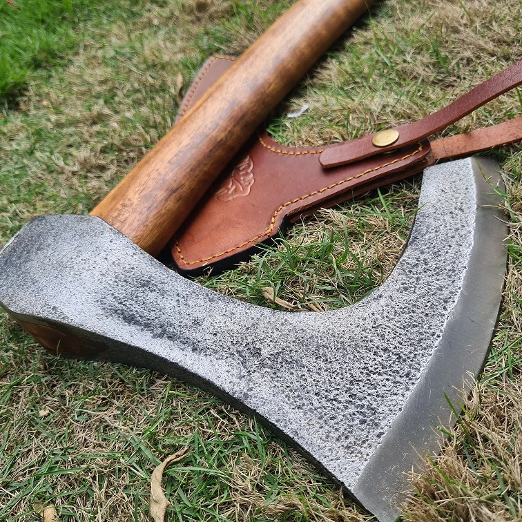 
Stainless Steel Farming Axe Camping Axe Rose wood Viking style big axe 