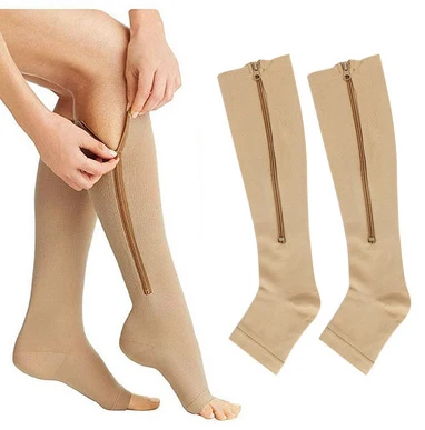 Compression calf socks 15-20mmhg for women wholesale custom cycling socks zipper compression socks
