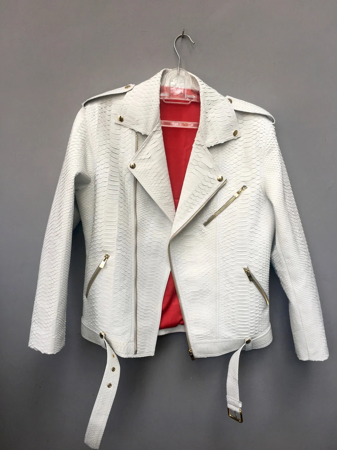 Custom brand white Python Leather Unisex Jacket, Python Leather Classic Fitted jacket wholesale factory