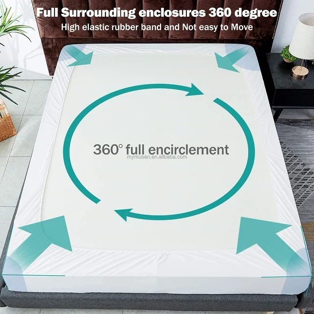 Mattress Protector - Waterproof Mattress Cover, Breathable and Noiseless, Bamboo Terry Mattress Topper (Queen Size)